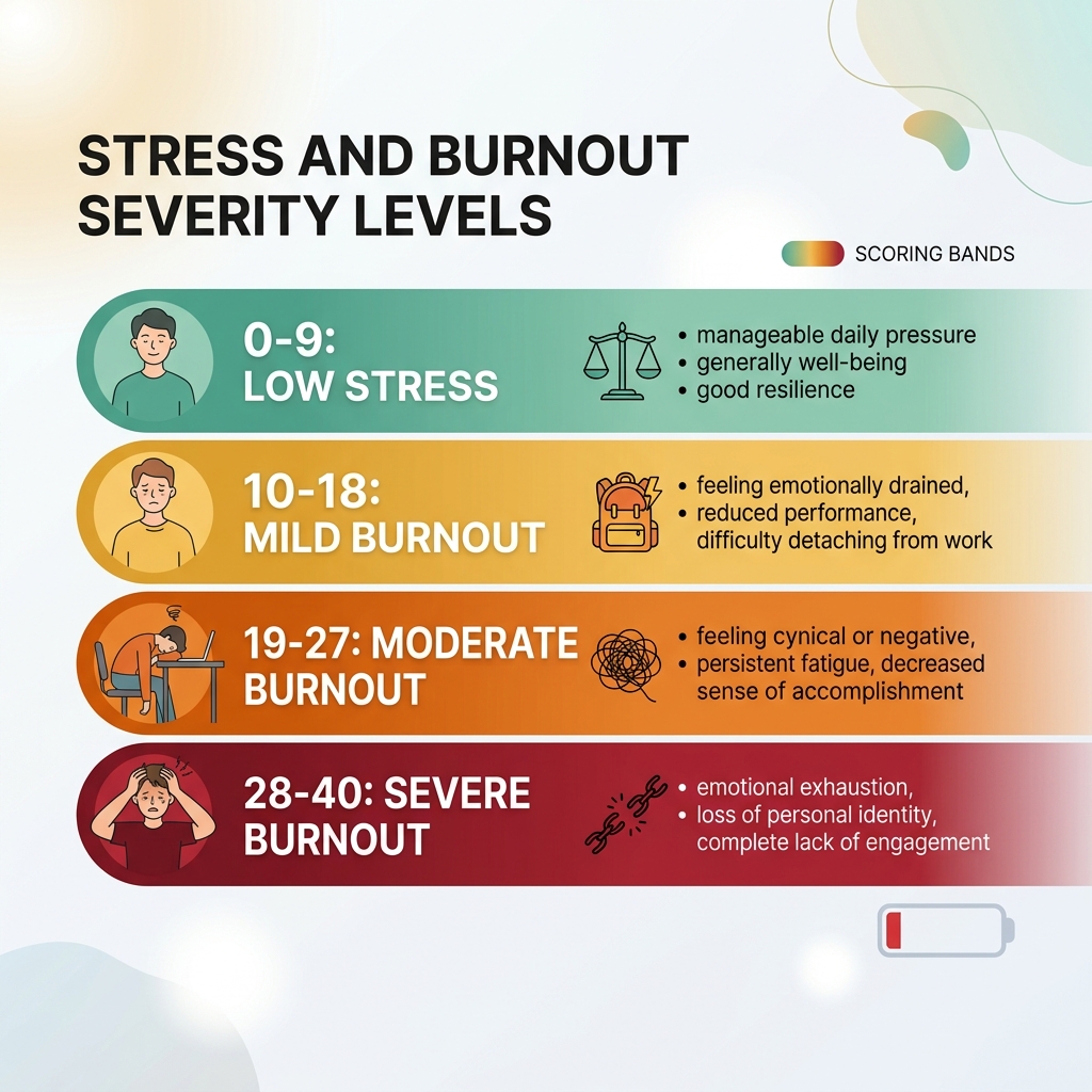 Burnout Severity Levels Chart (MBI Adapted Scoring)