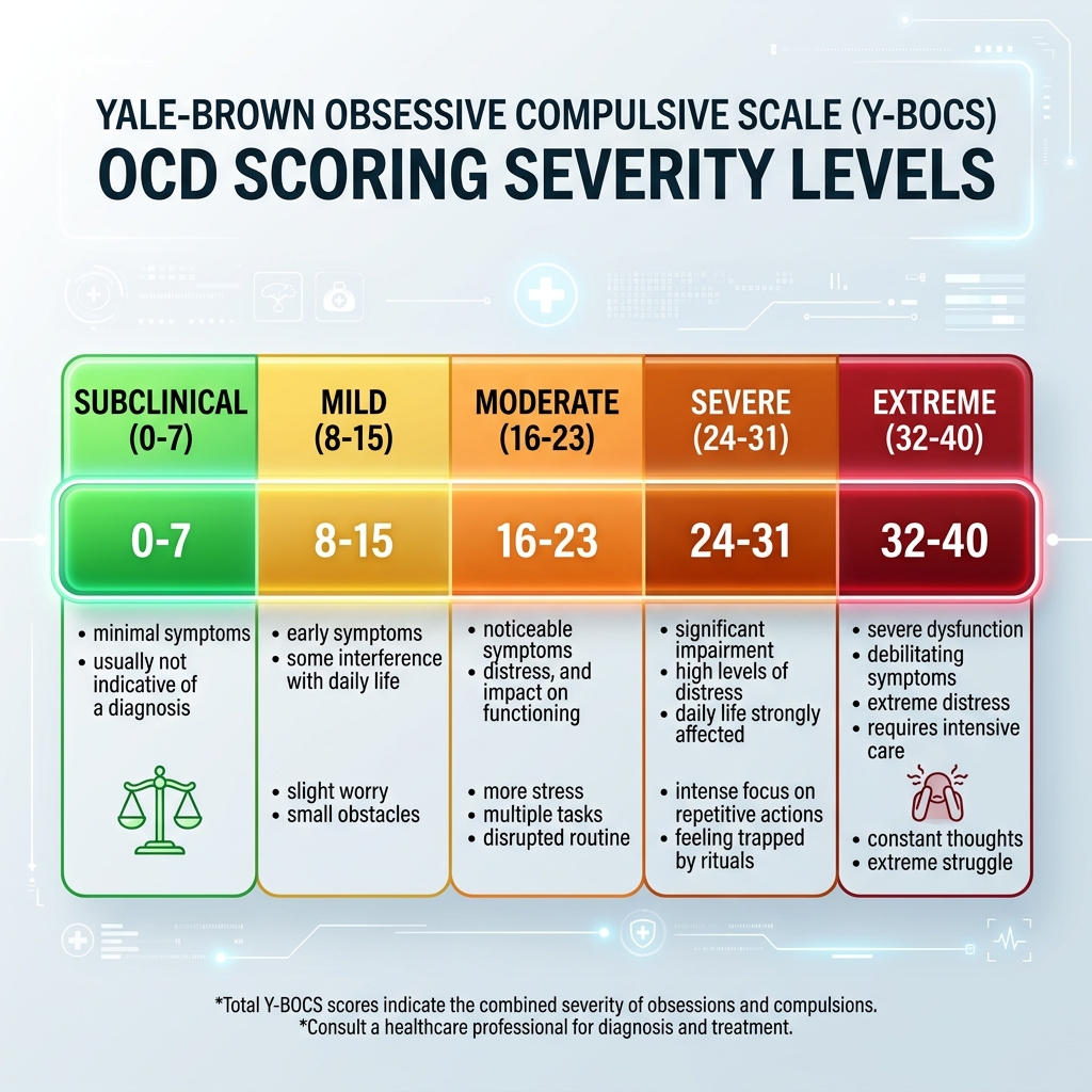 OCD Severity Levels Chart (Y-BOCS Scoring)